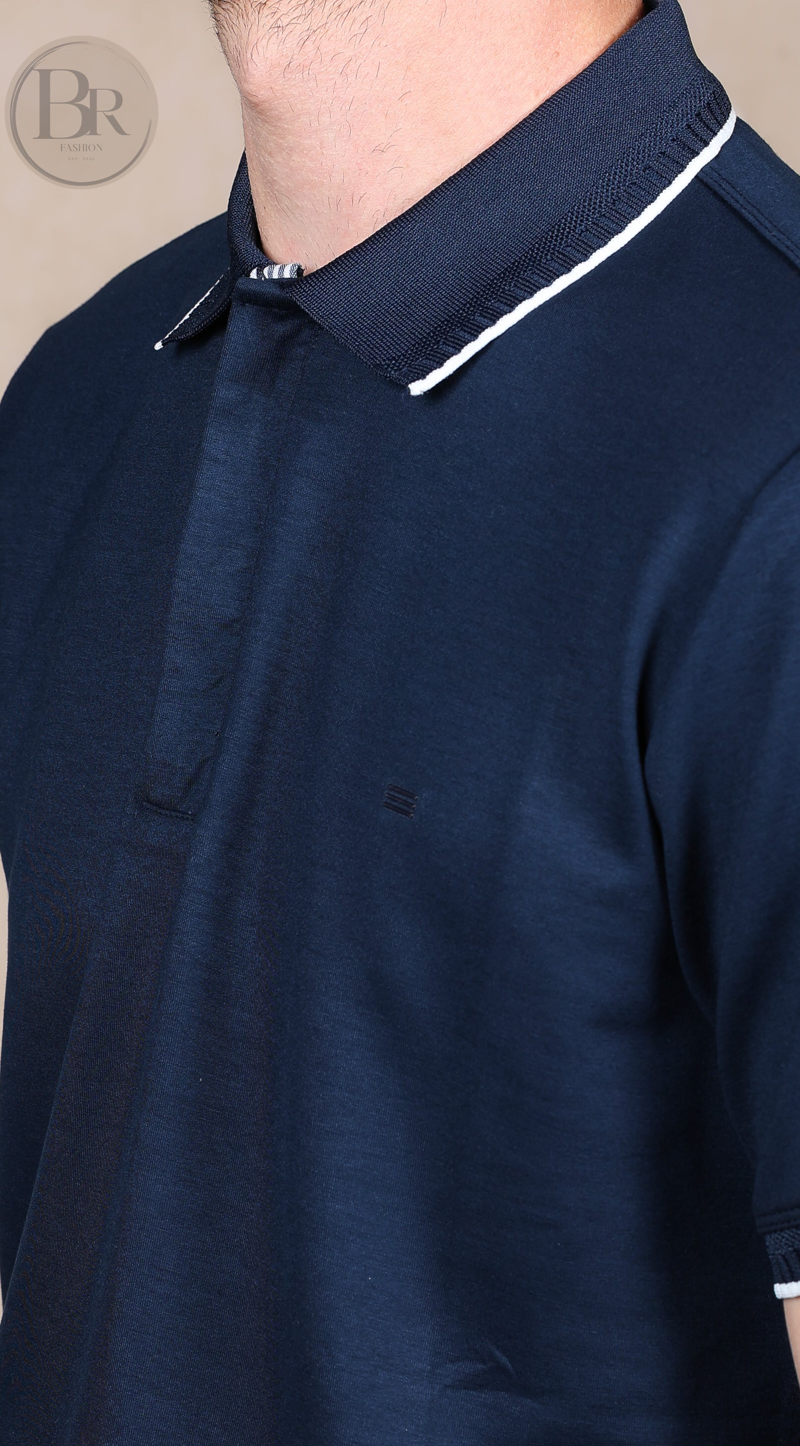 Luxury Zip Polo Navy blue