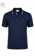 Luxury Zip Polo Navy blue