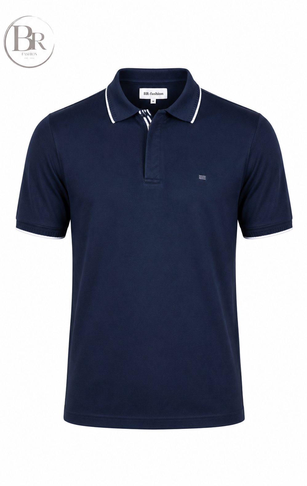 Luxury Zip Polo Navy blue